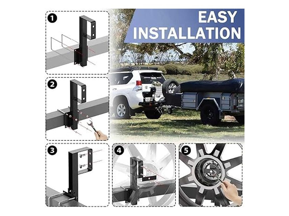 Heavy Duty Folding RV Spare Tire Bracket on white background
