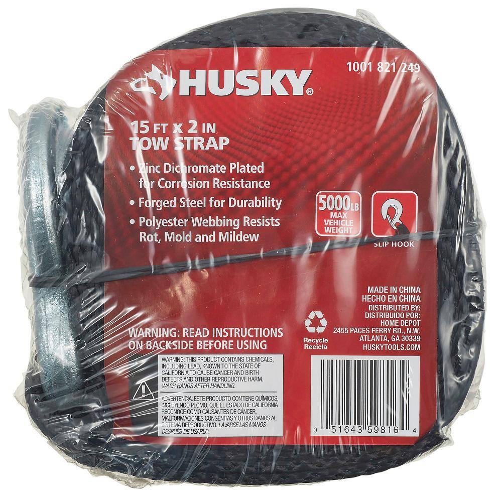 Tow strap with hooks 2 in. x 15 ft