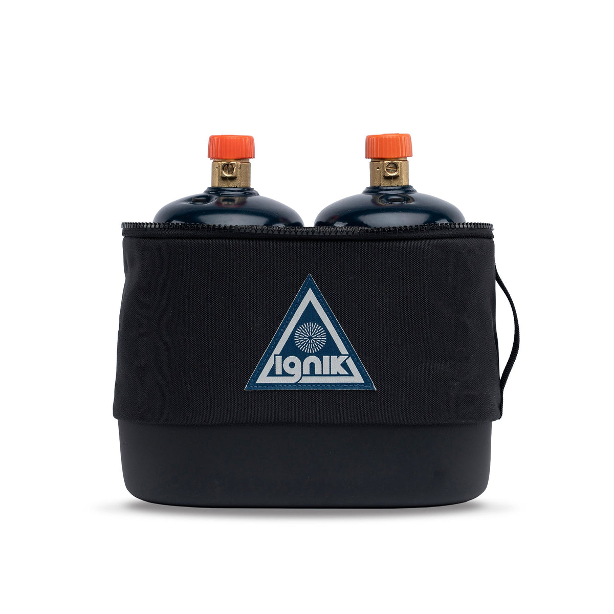 Ignik propane bottle case holding two TapRack bottles