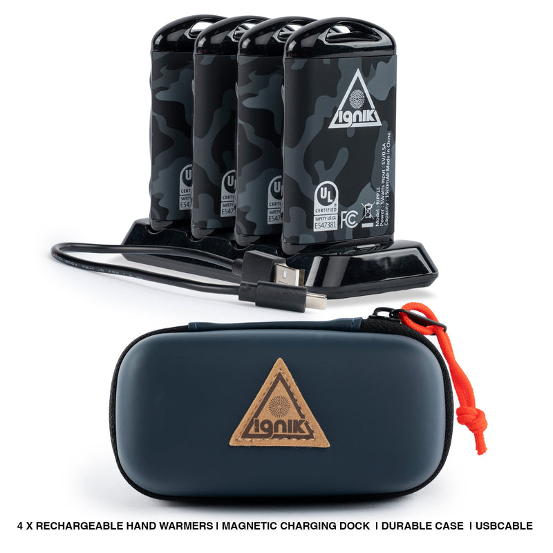 Ignik Ripple rechargeable hand warmers, 4-pack with charging dock