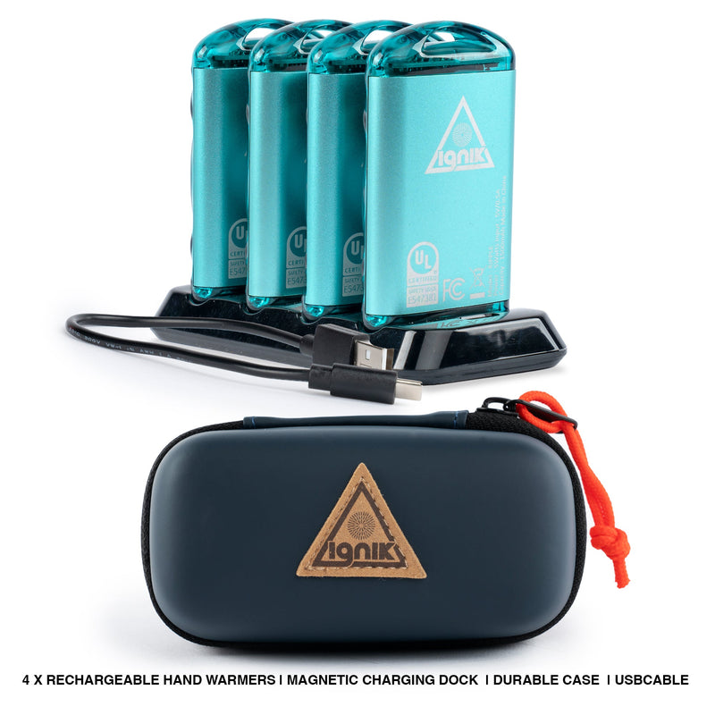 Ignik Ripple rechargeable hand warmers, 4-pack with charging dock