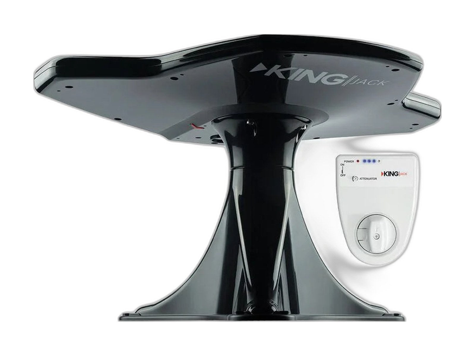 king jack hdtv directional antenna signal meter on white background