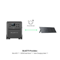 BLUETTI Elite 400 power station with one 500W solar panel