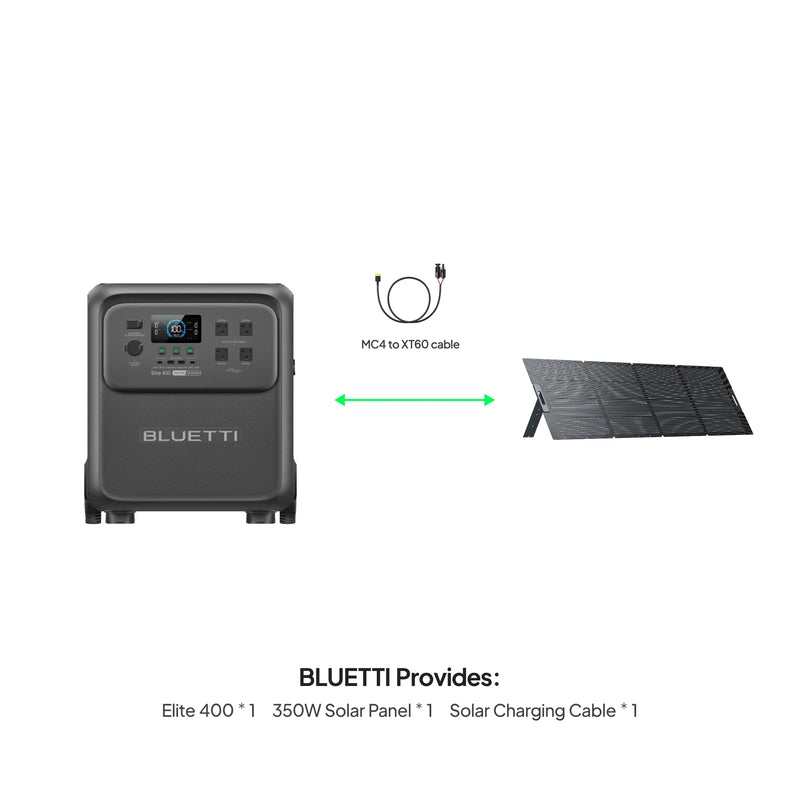 BLUETTI Elite 400 power station with one 500W solar panel
