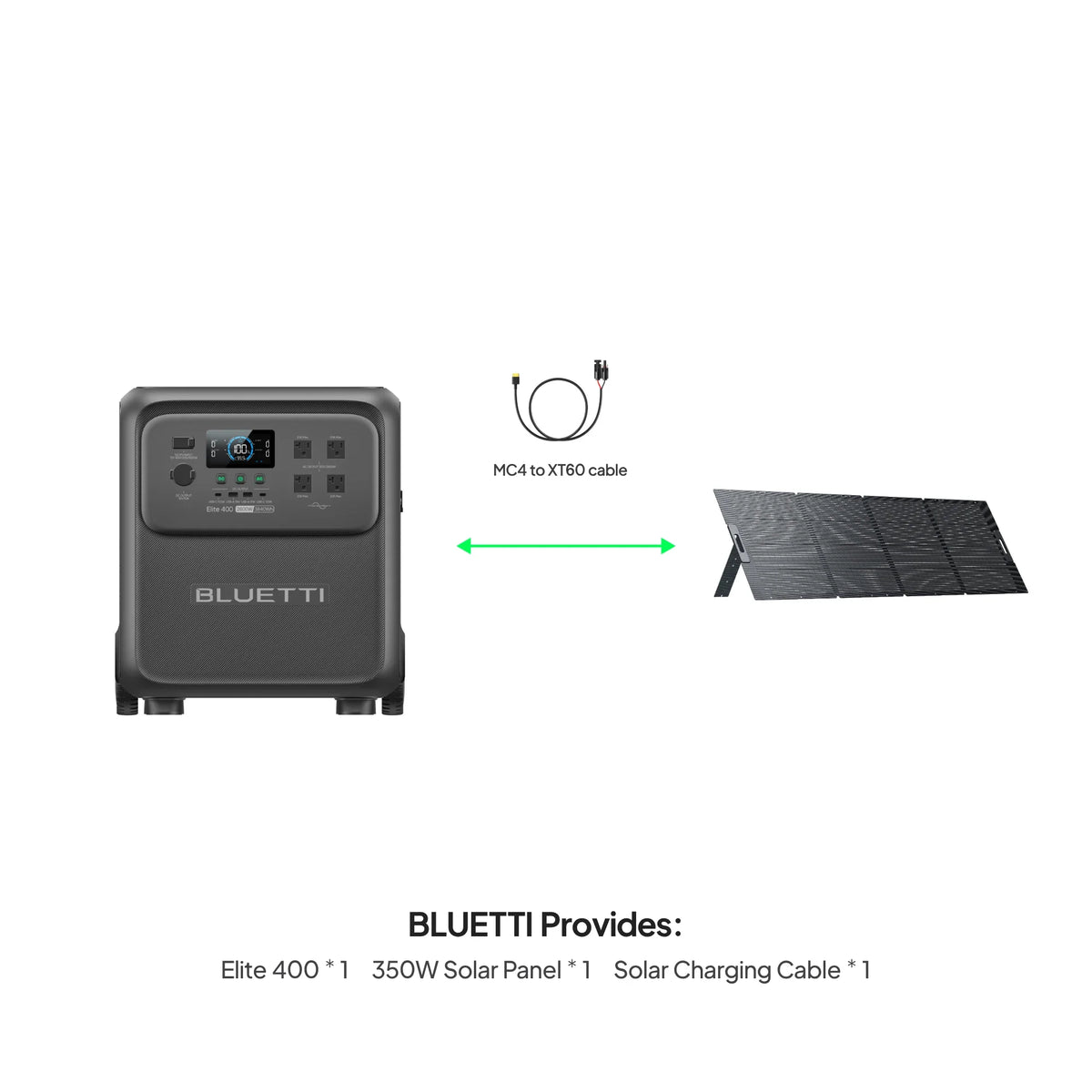BLUETTI Elite 400 power station with 350W folding solar panel