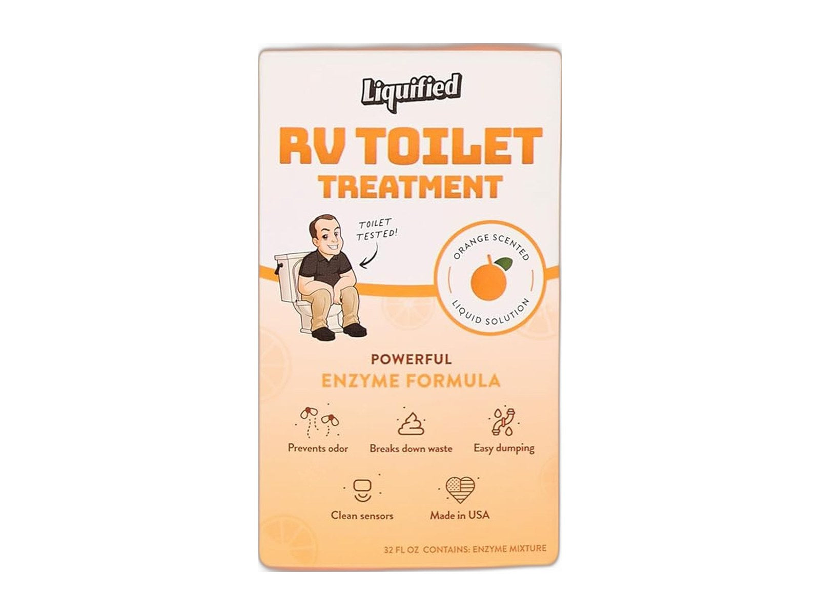 liquified rv toilet treatment on white background