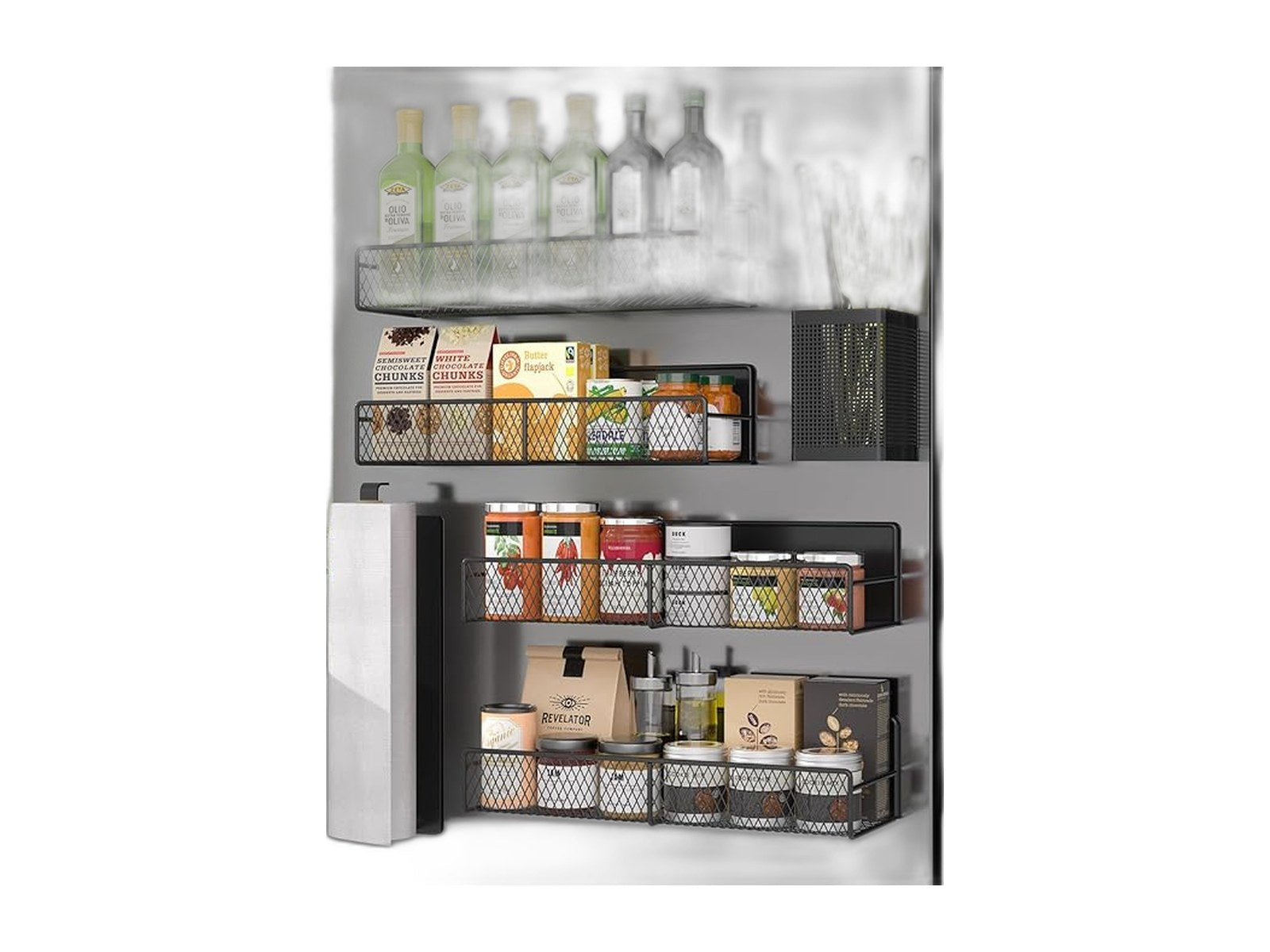 magnetic spice rack for refrigerator 6 pack on white background