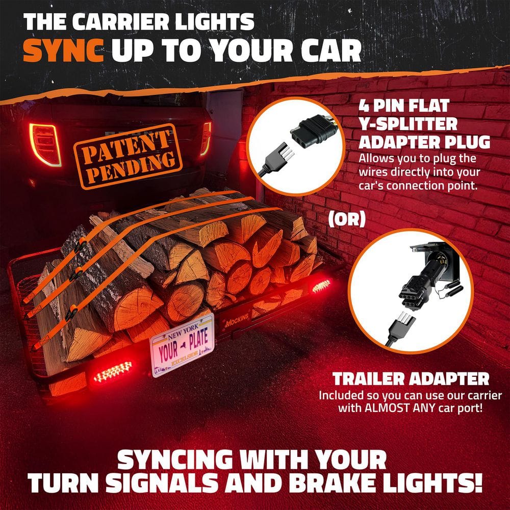 Mockins XL hitch cargo carrier with lights