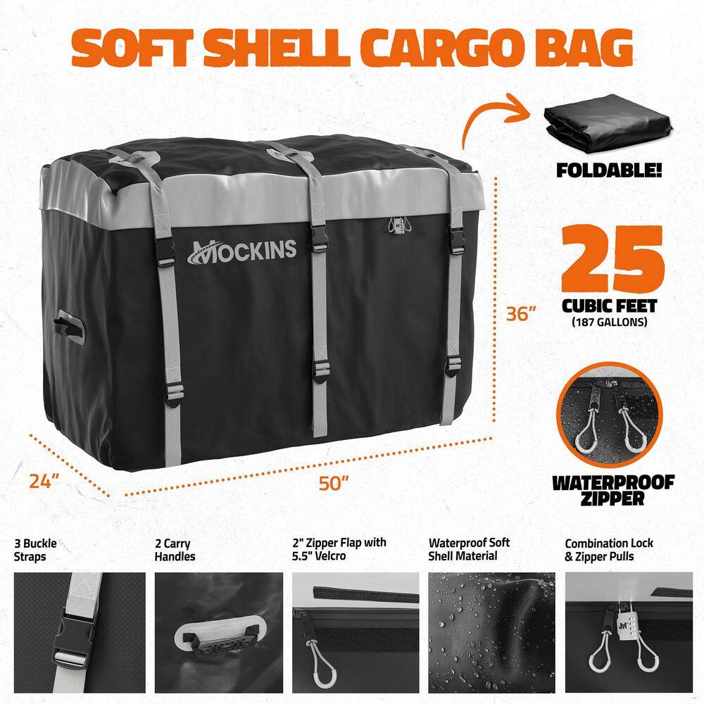 Aluminum hitch cargo carrier with cargo bag