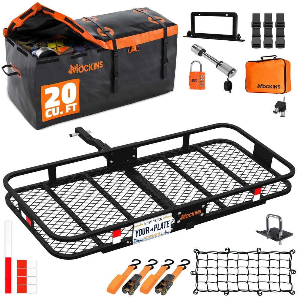 Mockins MA-30 hitch cargo carrier with orange bag