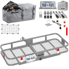 Mockins MA-58 hitch cargo carrier with gray bag