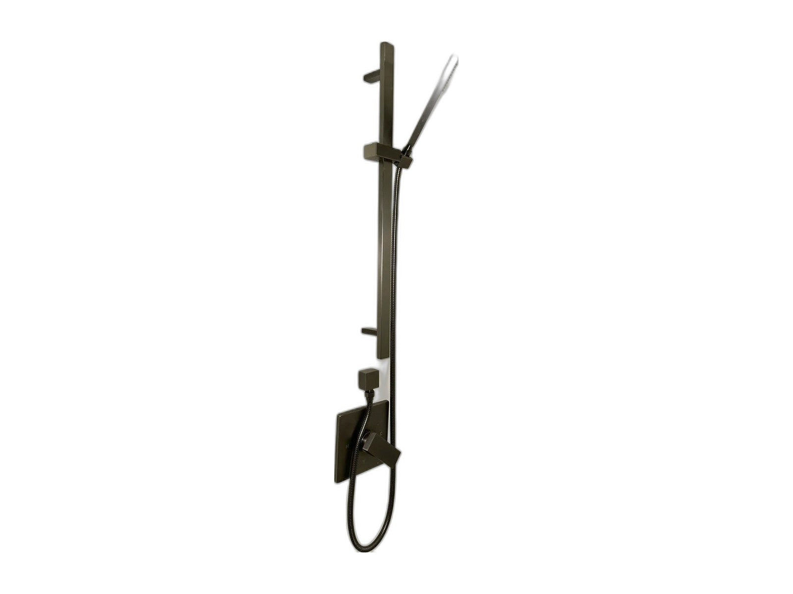 modern matte black kitchen bathroom essentials set on white background
