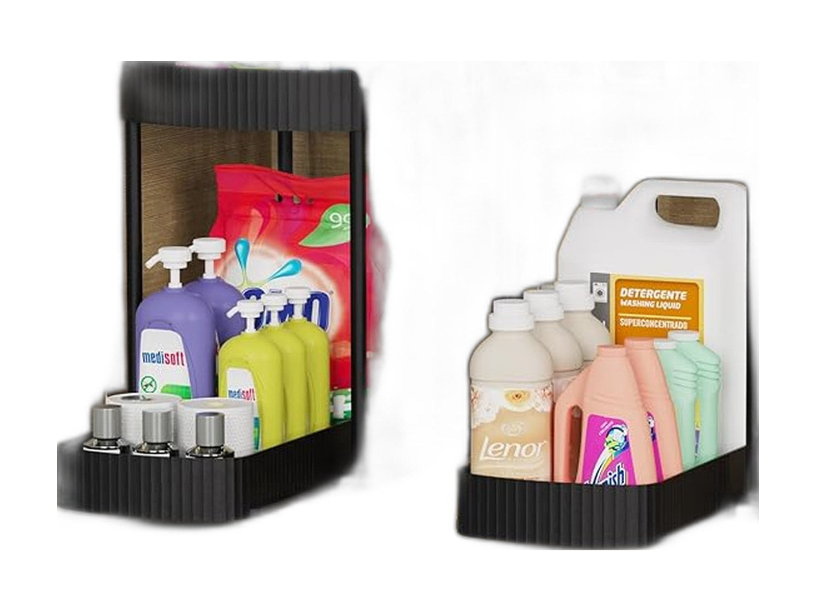 multi purpose pull out storage organizers under sink on white background