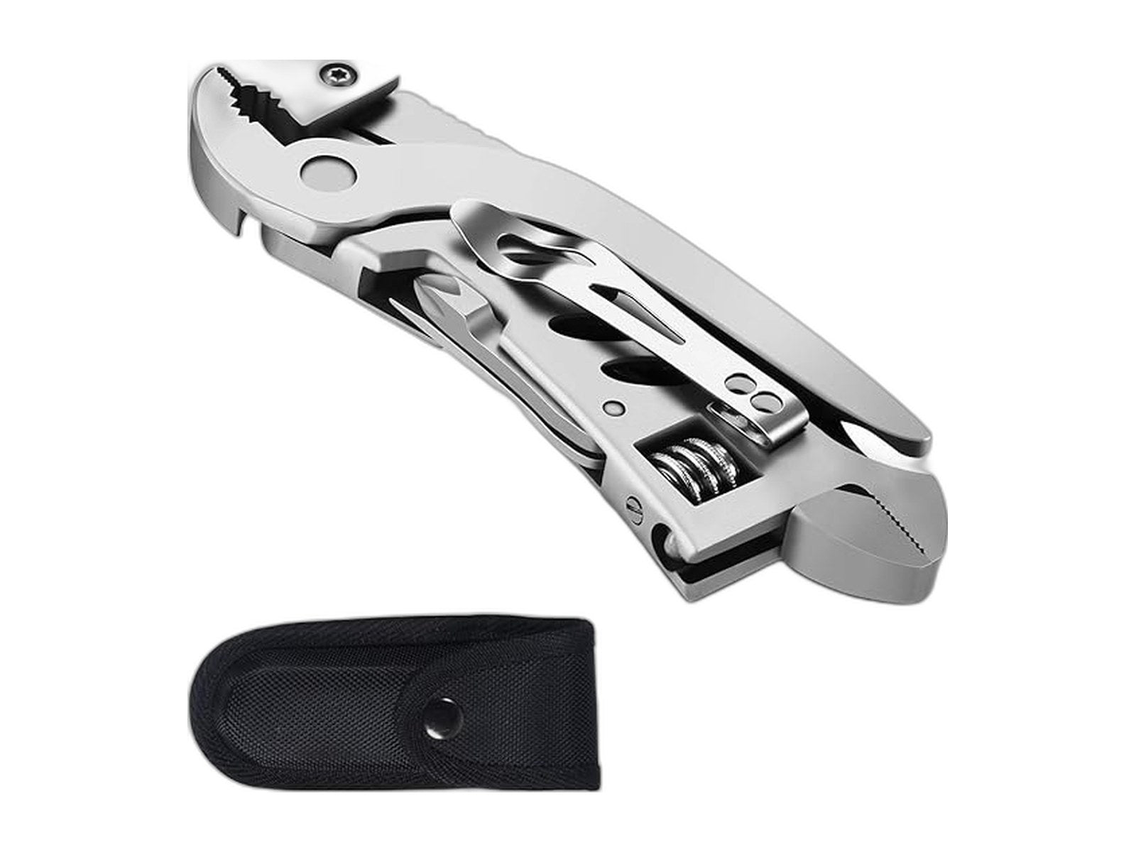 multitool wrench with 7 tools pliers wire cutter on white background