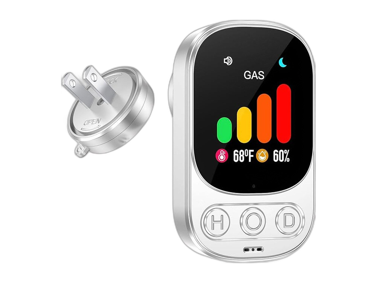 natural gas detector 3 in 1 plug in on white background