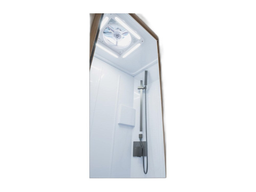 Glass/Aluminum shower door on white background