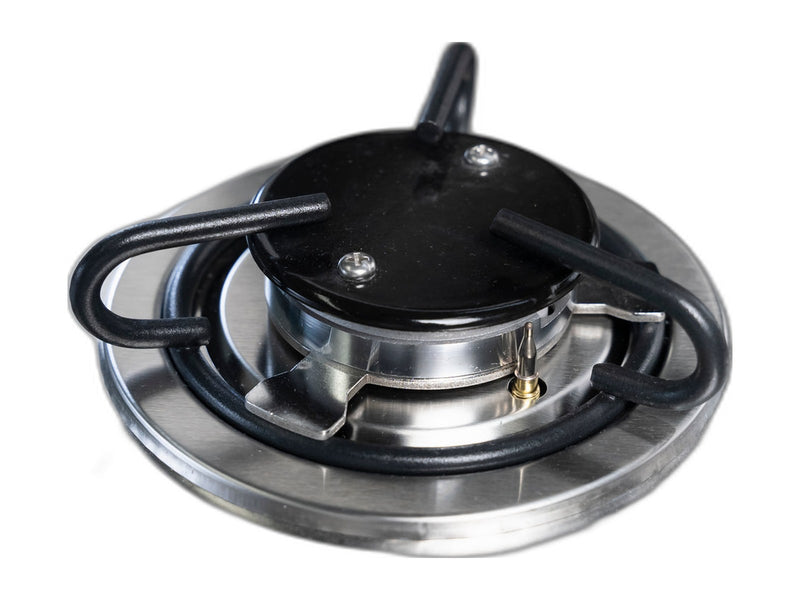 outdoor stainless steel gas stove on white background