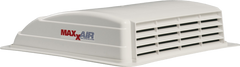 MaxxAir MaxxFan Mini Plus 6" 12V Exhaust Fan with LED Light and Rain Shield, 14" x 14" Opening, White