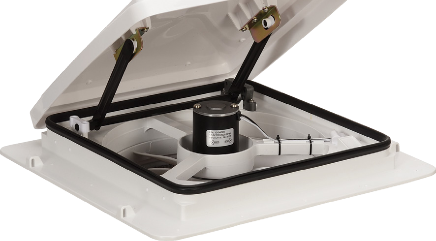 MaxxAir MaxxFan 14" RV Roof Vent Fan, 4-Speed Exhaust, Manual Lift, White Lid - view 3