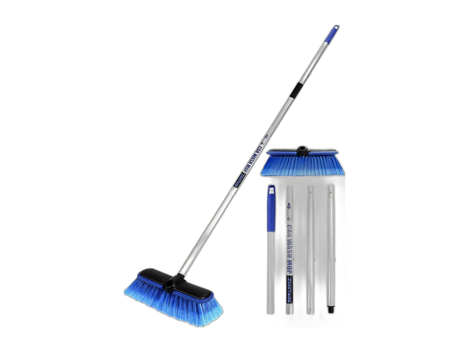 pbt car wash brush with long handle on white background