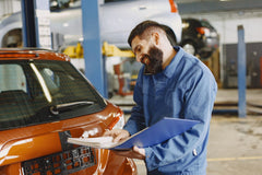 RV technician completing an annual safety inspection checklist