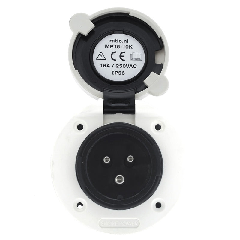 Victron Power Inlet Polyamid with cover 16A/250Vac (2p/3w)