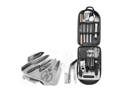 27-piece stainless steel camping utensil set