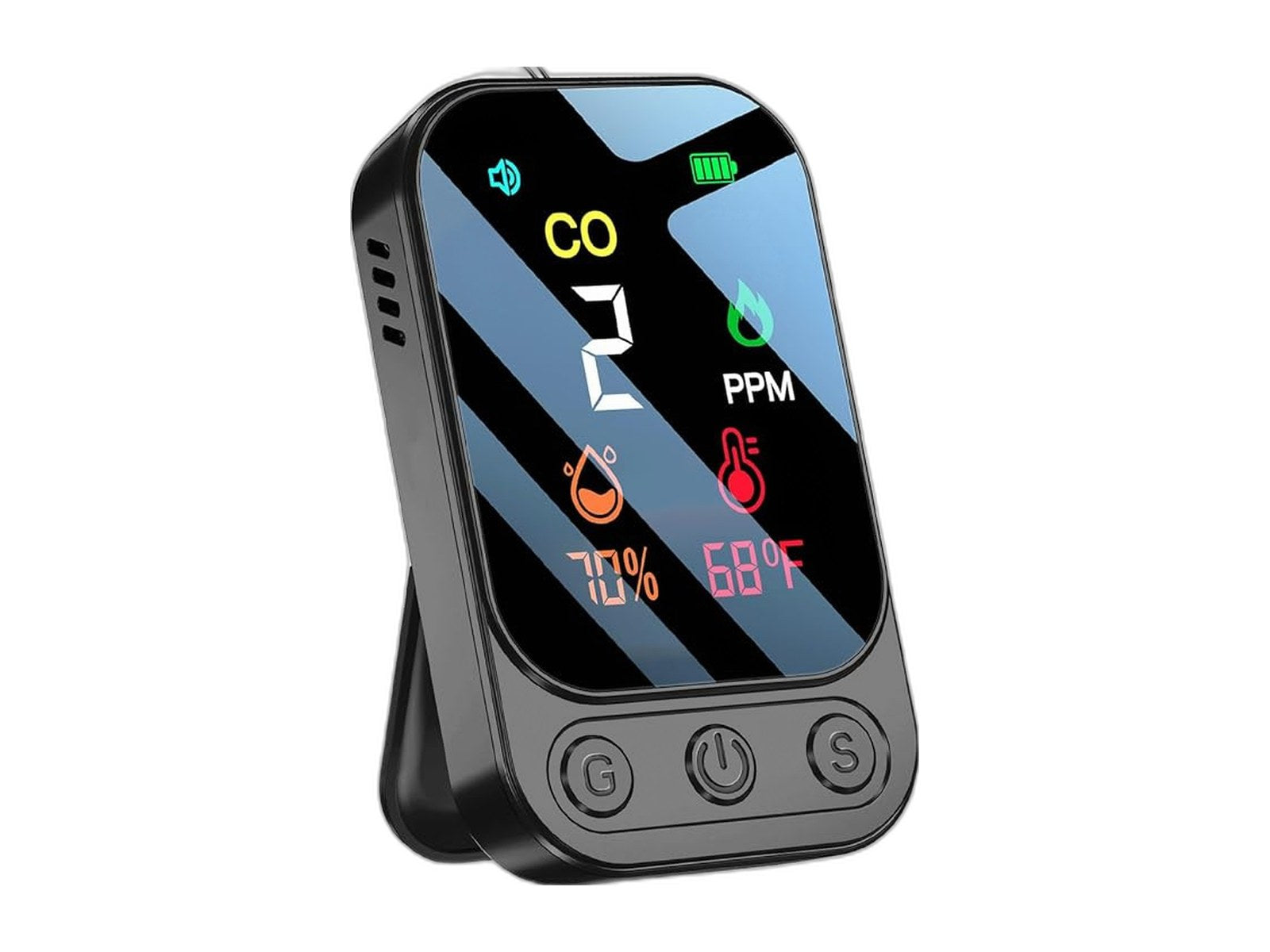 portable carbon monoxide detectors 3 in 1 mini on white background
