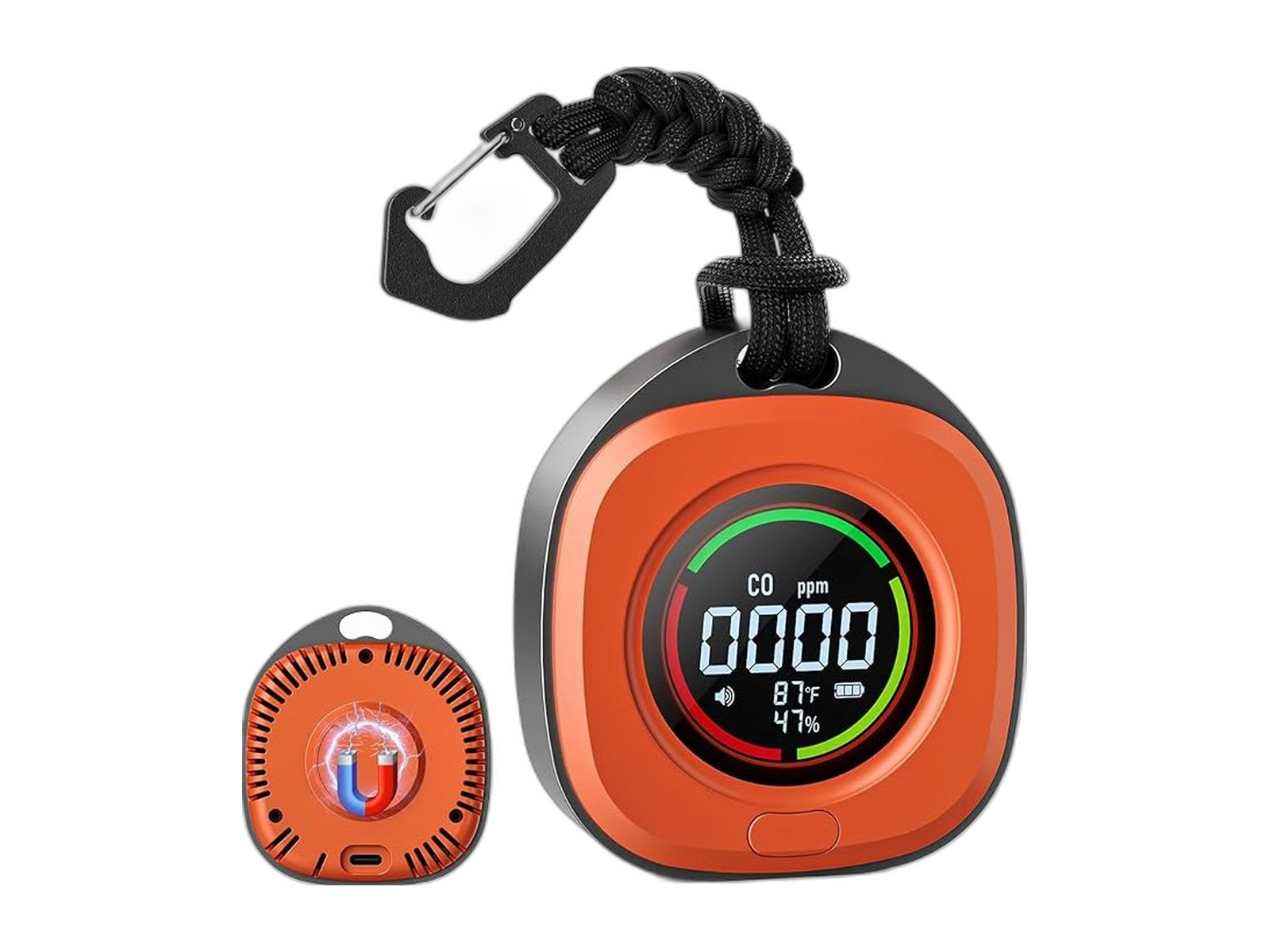 portable carbon monoxide detectors for travel 3 in on white background