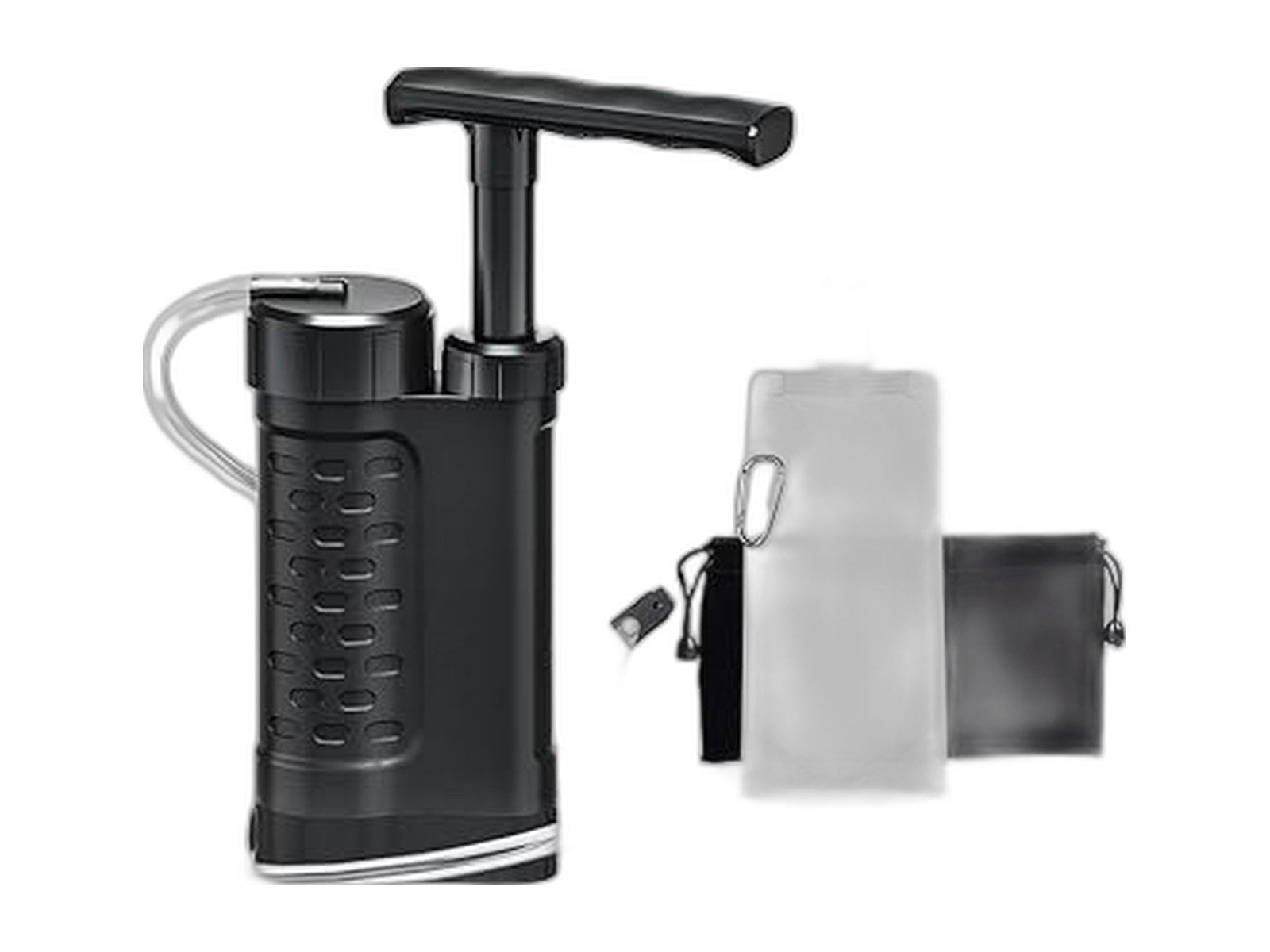 portable water filter pump 0 01 micron manual on white background