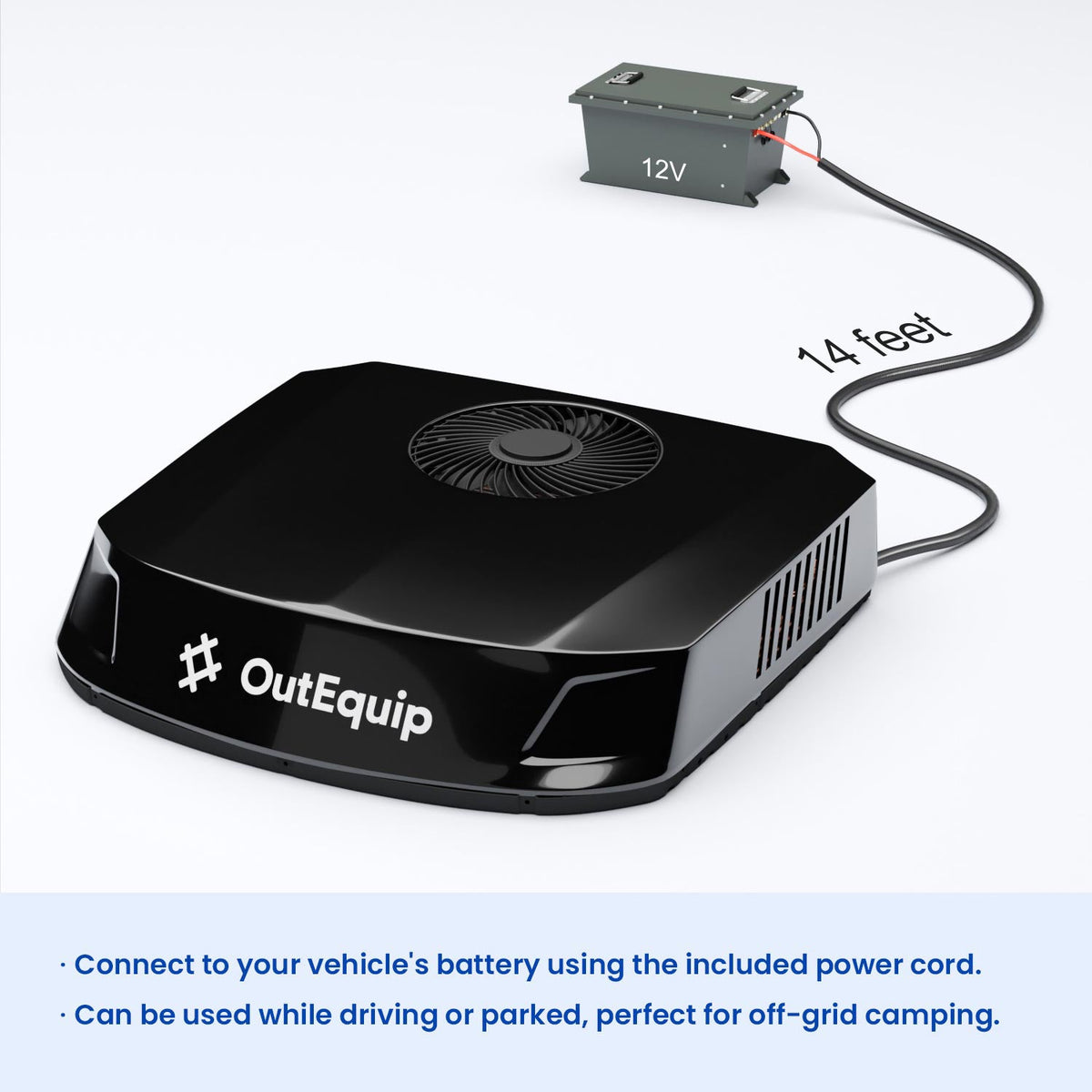 OutEquipPro Glacier Pro 12V rooftop RV air conditioner, black - view 3
