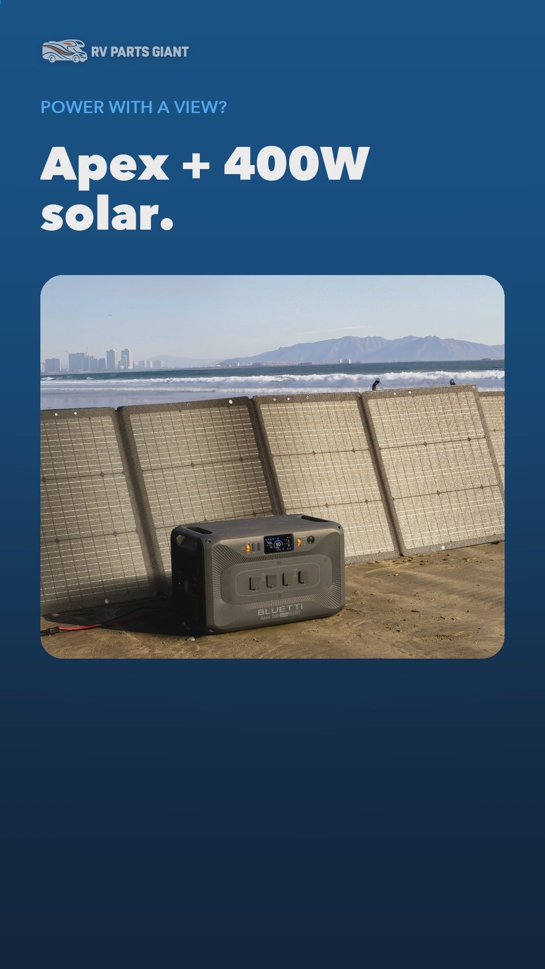 BLUETTI Apex 300 + 2x 200W Solar Bundle product video by RV Parts Giant