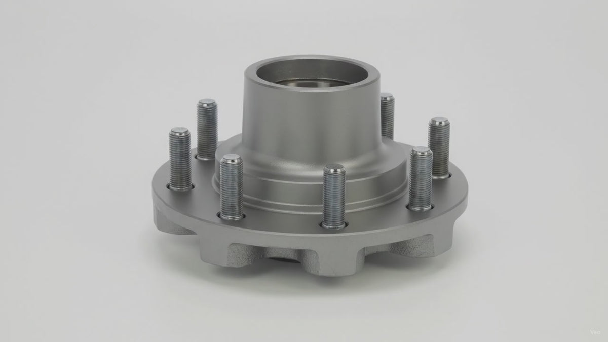 DeeMaxx Galvanized Grease Hub, 8 on 6.5", 9/16"-18 Studs, Dexter 008-399-05 (HUB-865NT-9-GALV) – product video