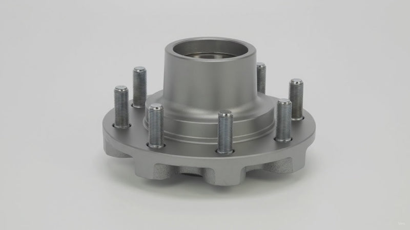 DeeMaxx Galvanized Grease Hub, 8 on 6.5", 9/16"-18 Studs, Dexter 008-399-05 (HUB-865NT-9-GALV) – product video