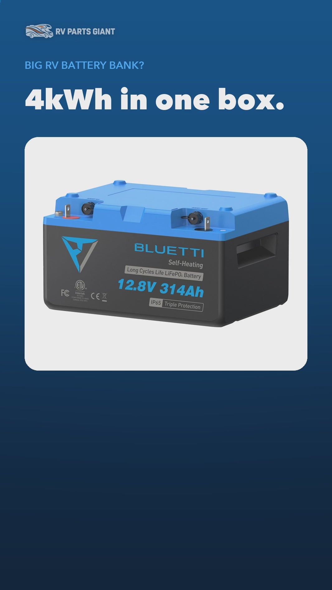 BLUETTI B1232 LiFePO4 Battery 12.8V 314Ah product video by RV Parts Giant
