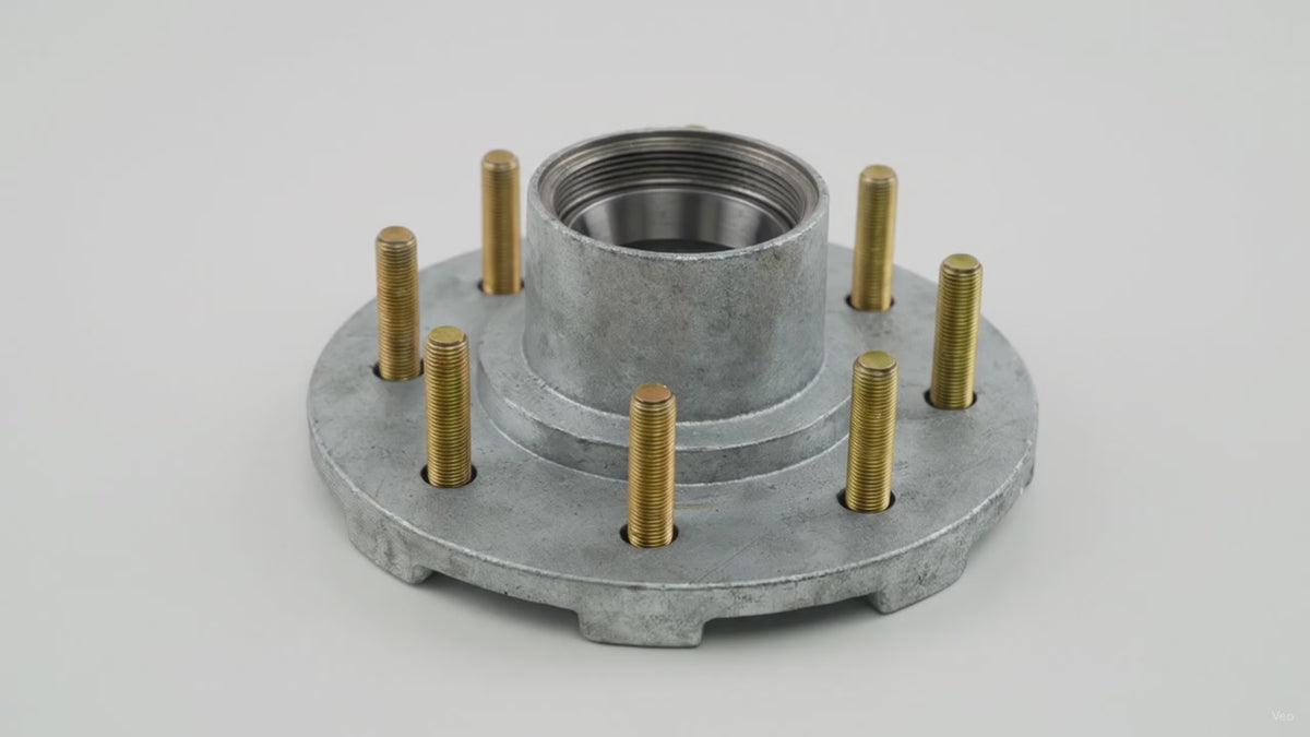 DeeMaxx Galvanized Threaded 7K Hub, 8 on 6.5", 2-7/8"-12 Cap Thread (HUB-865T-7K-GALV) – product video