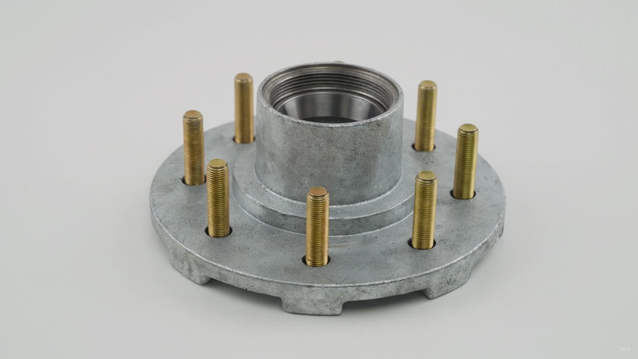 DeeMaxx Galvanized Threaded 7K Hub, 8 on 6.5", 2-7/8"-12 Cap Thread (HUB-865T-7K-GALV) – product video