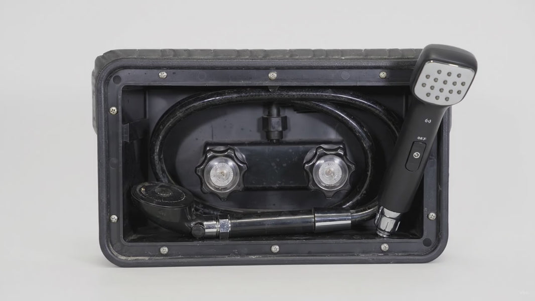 Outside Shower Kit w/ hot and cold valve. – product video