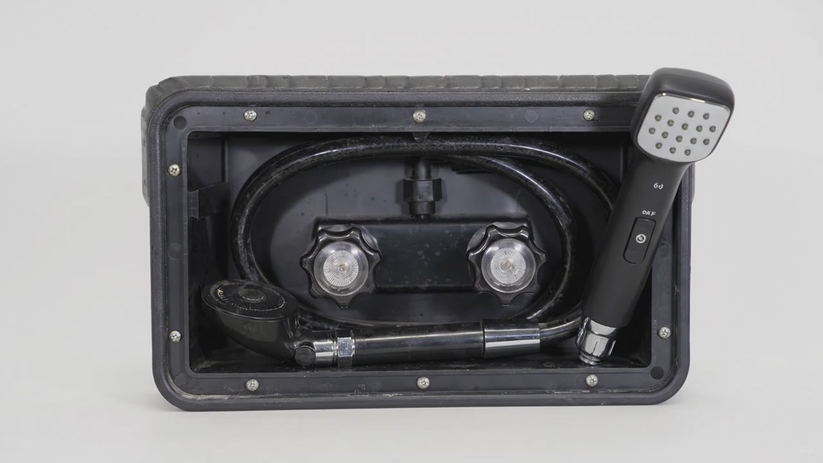 Outside Shower Kit w/ hot and cold valve. – product video