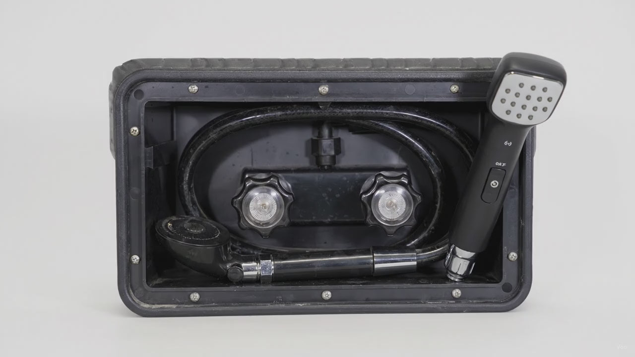 Outside Shower Kit w/ hot and cold valve. – product video