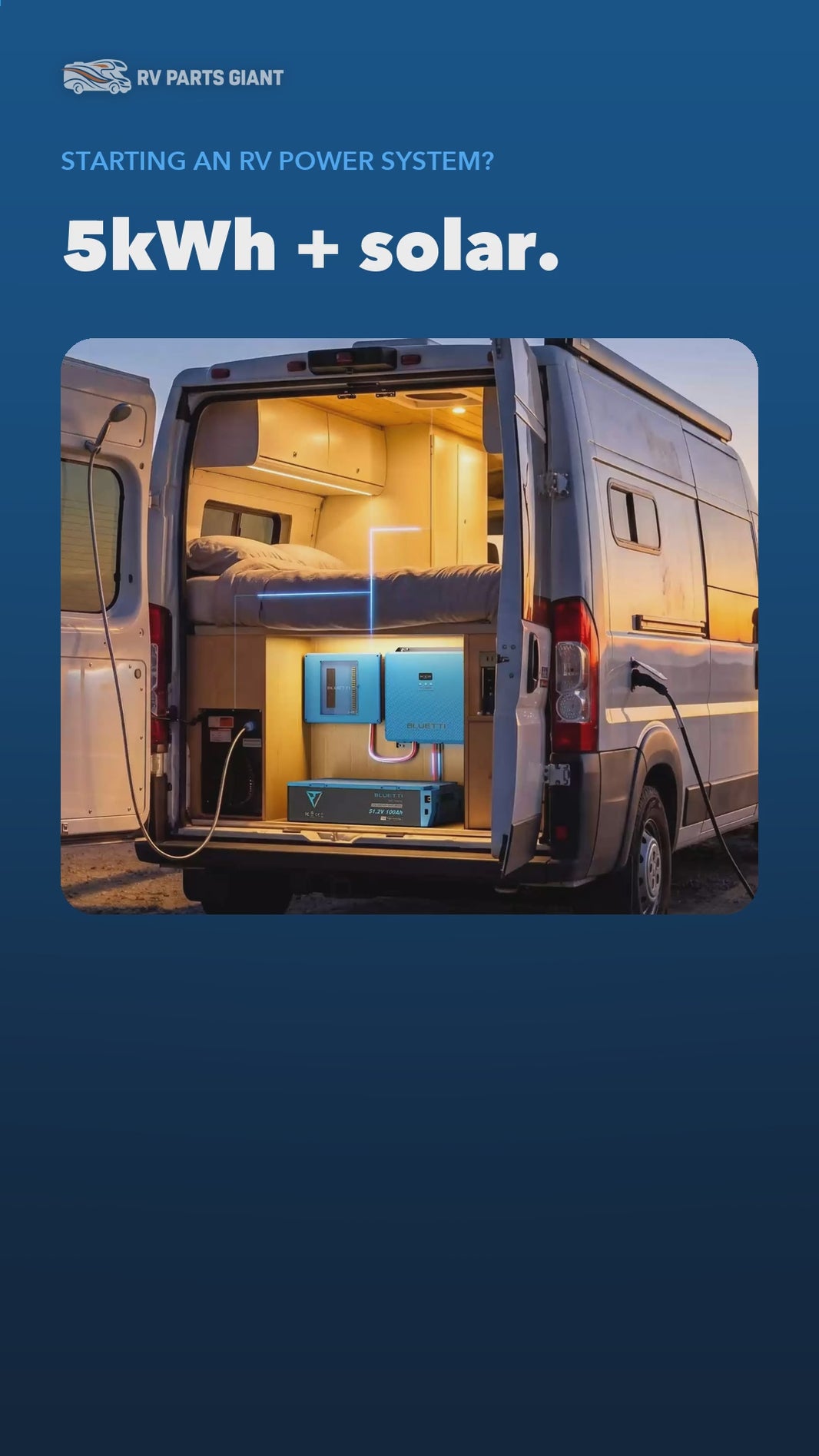 BLUETTI 5kWh RV Kit with 2x 100W flexible solar product video by RV Parts Giant