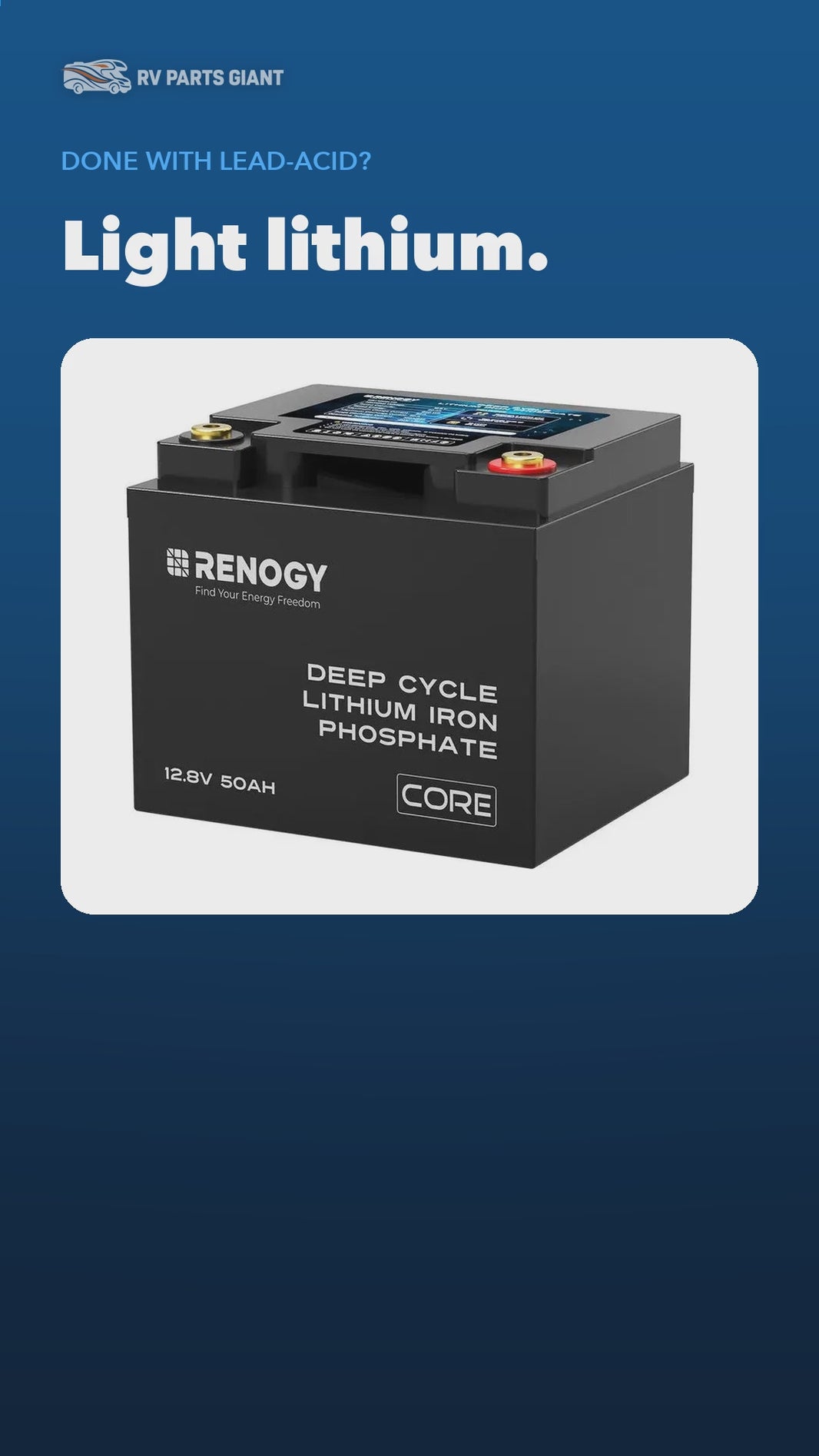 Renogy Core 12V 50Ah LiFePO4 Battery product video by RV Parts Giant