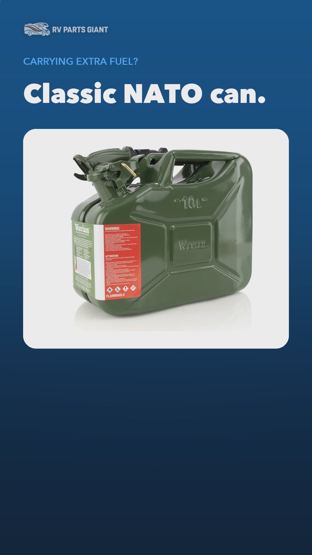 Wavian 10L NATO Jerry Can product video by RV Parts Giant