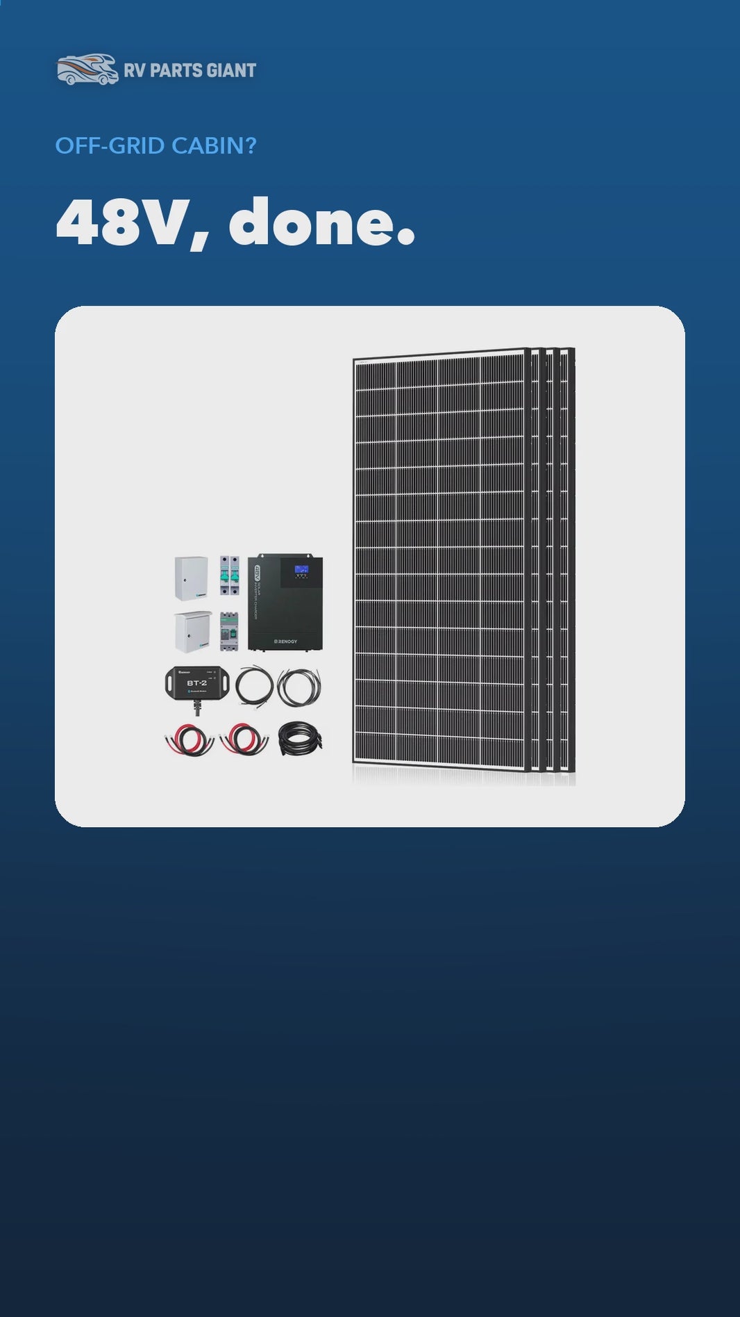 Renogy 1200W/2500W 48V Complete Solar Kit product video by RV Parts Giant