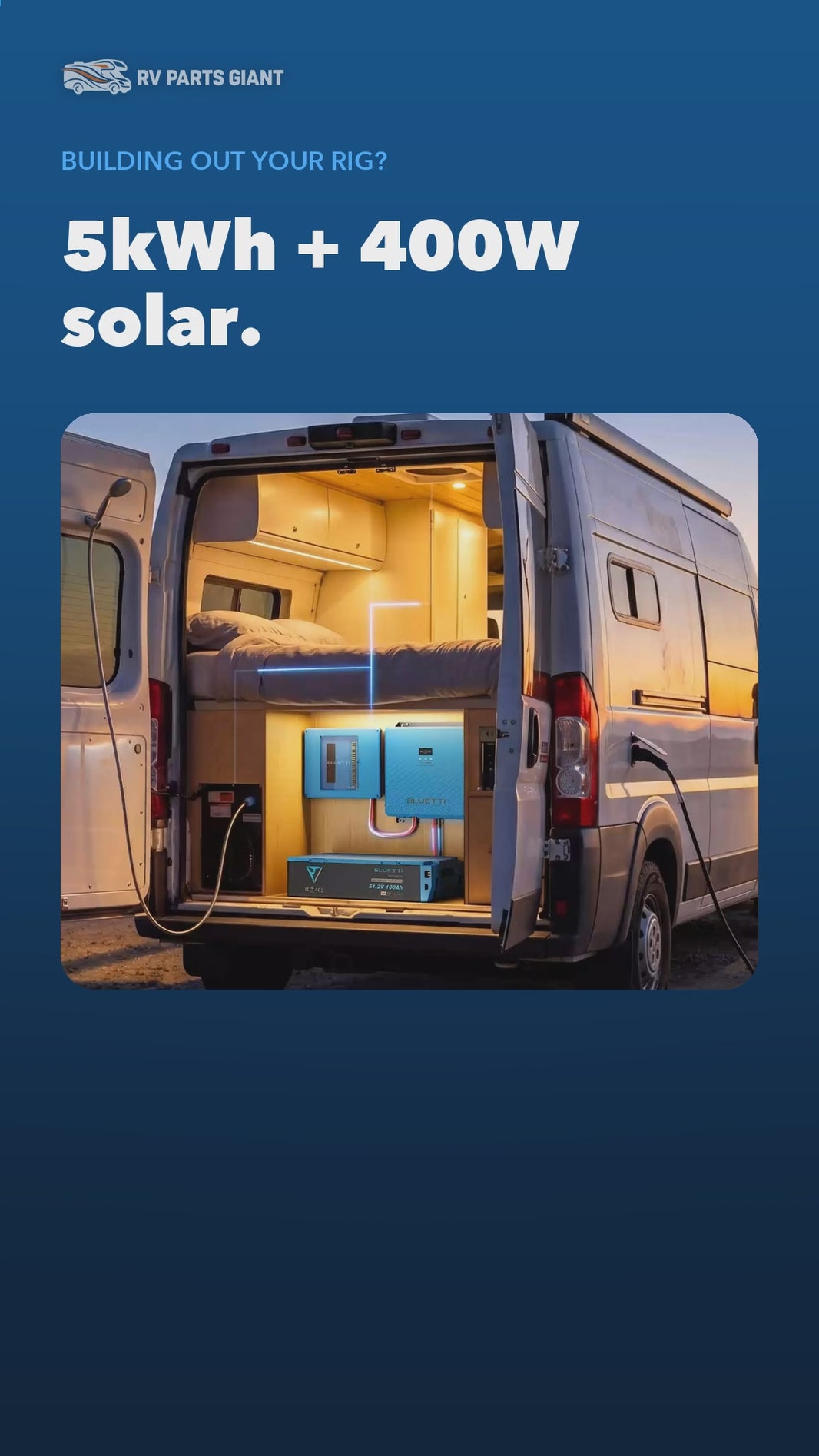 BLUETTI 5kWh RV Kit with 4x 100W flexible solar product video by RV Parts Giant