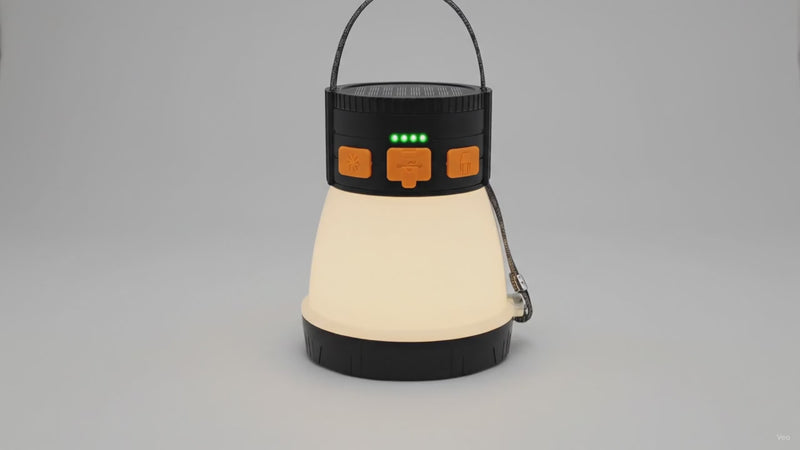 Rechargeable Solar LED Camping Lantern 1500LM 7500mAh – product video