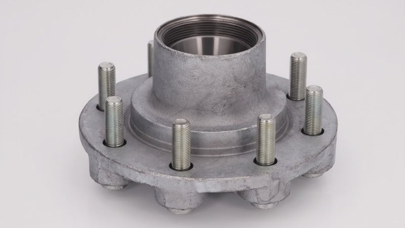 DeeMaxx Galvanized Oil Hub, 8 on 6.5", 9/16"-18 Studs, Dexter 008-399-06 (HUB-865T-9-GALV) – product video