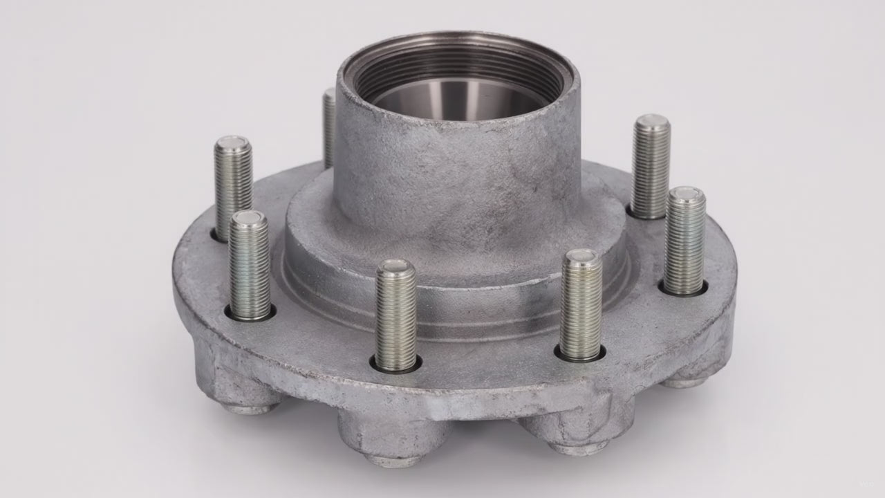 DeeMaxx Galvanized Oil Hub, 8 on 6.5", 9/16"-18 Studs, Dexter 008-399-06 (HUB-865T-9-GALV) – product video