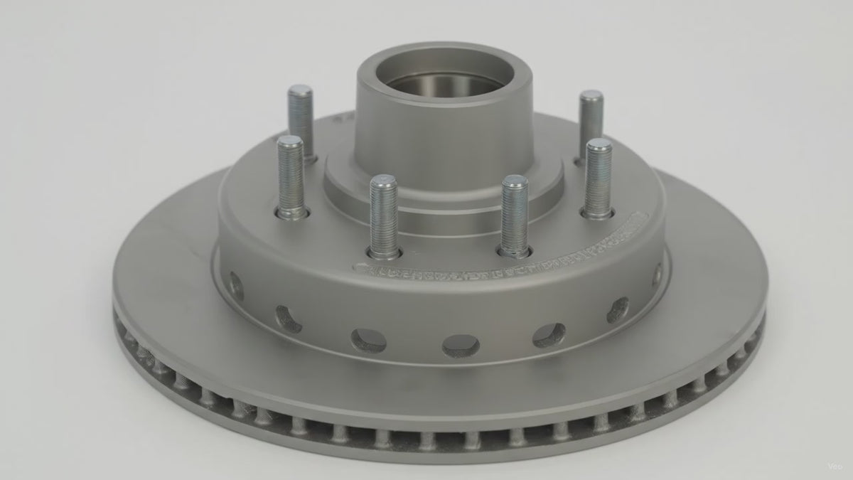 DeeMaxx 13.1" Rotor and Hub Non Threaded Grease Integral 8K with 8 Lug with 9/16" Wheels Studs MAXX… (RTR/HUB-131-8KNT-.56-MAXX) – product video