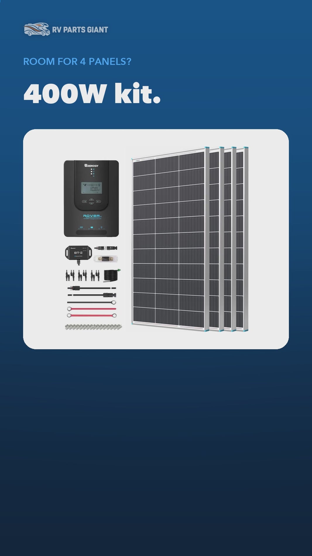 Renogy 400W 12V Solar Panel Kit with Rover 40A MPPT product video by RV Parts Giant